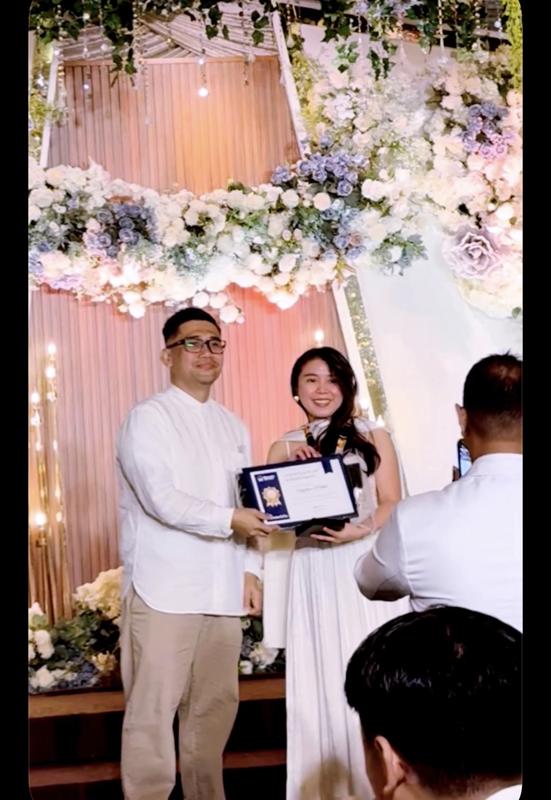 Receiving my award on stage from my manager