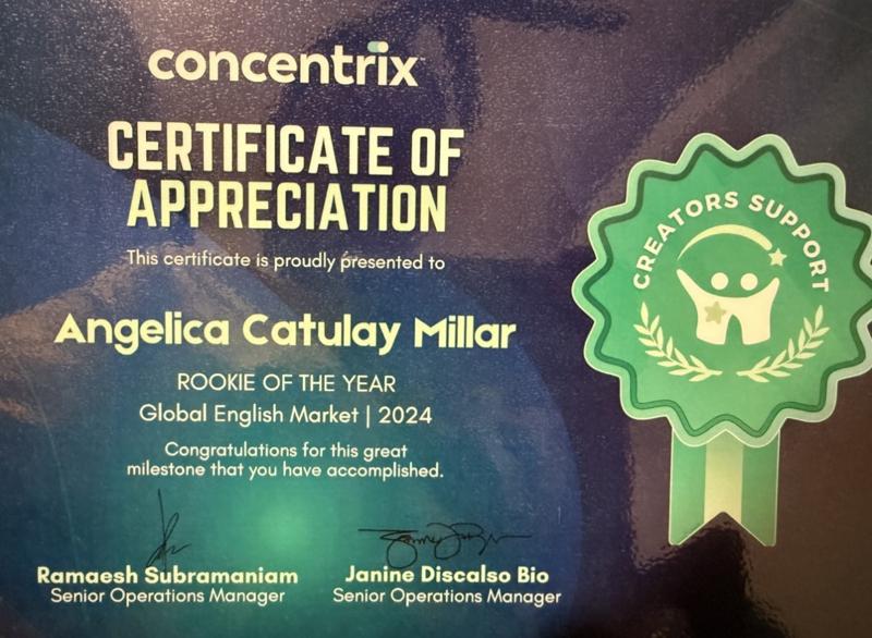 Rookie of the Year, Global English Market 2024, Concentrix Creators Support