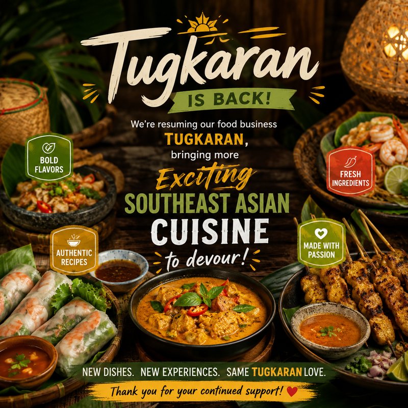 Relaunch poster – Tugkaran Southeast Asian cuisine