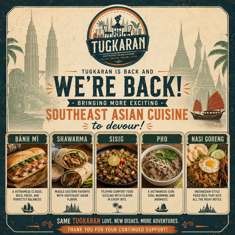 Menu poster – Tugkaran Southeast Asian cuisine